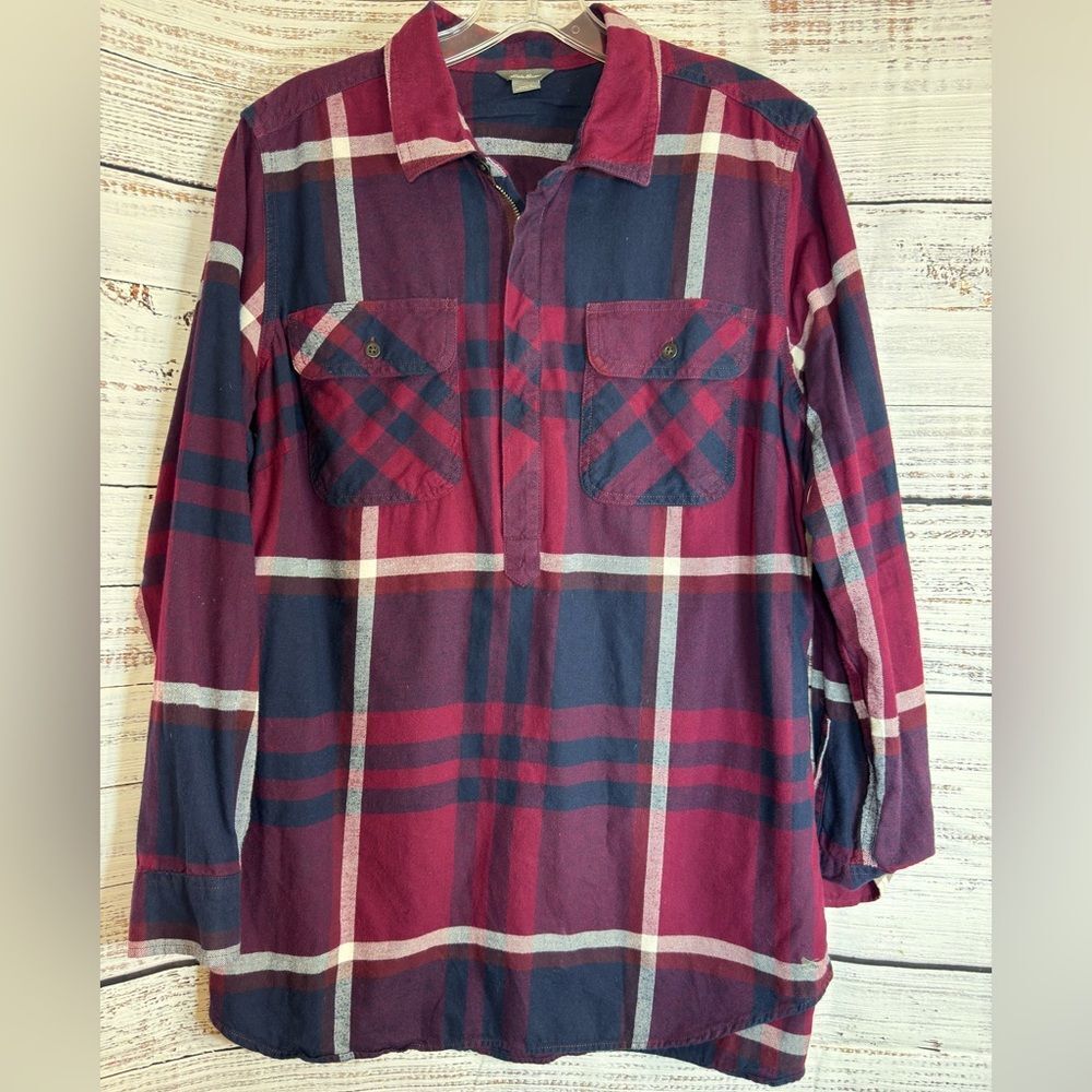 Eddie Bauer Shirt Womens Sz L Plaid‎ Button Front Collared popover Long Sleeve